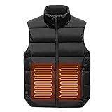 JOYISURE Beheizbare Weste für Herren USB Hautfreundlich Elektrische Jacke Dreistufige Temperaturregelung Wintermantel Beheizte Kapuzenweste für Outdoor Wandern Camping Jagd Angeln(Schwarz,XXL)