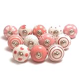 Hochwertige Keramik-Türgriffe - Verschiedene 12 Keramikknöpfe in Rosa und Weiß, gemischte Designs, Schranktürknöpfe, Schubladengriffe von The Boho S