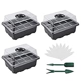 Zimmergewächshaus Anzuchtkasten, 3 Stück Gewächshaus Anzucht Schale Töpfe, Setzling Starter Tabletts einstellbaren Feuchtigkeit für Keimung w