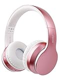 I love e iFecco Over Ear Bluetooth-Kopfhörer, faltbar, kabellos, Stereo-Headset, eingebautes Mikrofon, Micro SD/TF, kabellose TV-Kopfhörer für Handy/PC, Roség