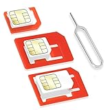 Wicked Chili 4in1 SIM Karten Adapter Set (Nano SIM, Micro SIM, Standard SIM, Eject Pin/SIM Nadel) für Handy, Smartphone und Tablet (passgenau, Click-Sicherung)