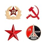VALICLUD 4pcs Anstecknadel Stern Symbol Sichel & Hammer Emblem Kommunistik Brosche Unisex Abzeichen der Russischen Universum Raum Reproduktion Gedenkstück