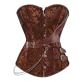 YAIGSHAPE Steampunk Korsett Outfit Überbrust Gothic Elastisch Knoed Retro Frauen Bustier Jacquard Floral Gr. 48, b