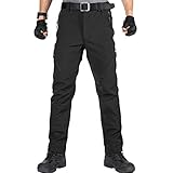 FREE SOLDIER Herren Winter wasserdichte Skihose Jagd Outdoor Hose Winddichte Thermohose Winterhose Softshellhose zum Klettern und Wandern(Schwarz,50)