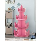 AVEO Bücherregal Rotierendes Bücherregal, Großkapazitäts-Bücherregal-Aufbewahrungskabinett, Weihnachtsbaum-förmiges Regal für Kinder (59 * 120.9cm) Bücherschrank (Color : Pink)