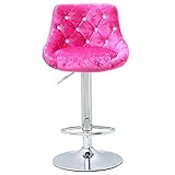 LHA Drehhocker Schminkstuhl für Bar Restaurant Theke, mit Rückenlehne und Metall Fußstütze, Höhenverstellbar 62-84cm(Color:Rosa)