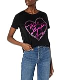KARL LAGERFELD Paris Damen Kurzärmliges Logo T-Shirt, Schwarz/Rosa Herz,
