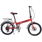 WJ Mini Folding Bike, 20 Zoll 15S Klapp Bewegliches Fahrrad Mit Hohen Zugfestigkeit Stahlklapprahmen, Doppelscheibenbremse-Gebirgsfahrrad Städtische Pendler Für Erwachsene Studenten,B