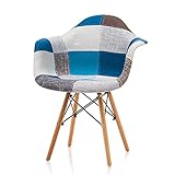 World of Chairs Sessel | Loungesessel | Polstersessel | Polsterstuhl | Wohnzimmerstuhl | Retro Sessel | | Buchenholz Beine | Metallrahmen | einfache Montag