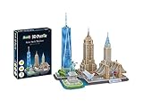 Revell 3D Puzzle 00142 New York Skyline mit Empire State Building, Freiheitsstatue und Brooklyn Bridge Die Welt in 3D entdecken, Bastelspass für Jung und Alt, farbig