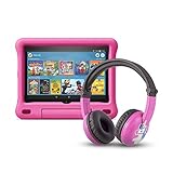 Das neue Fire HD 8 Kids Edition-Tablet (32 GB, pinke kindgerechte Hülle) mit PlayTime-Bluetooth-Headset (Altersklasse: 3-7 Jahre)