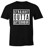 MoonWorks® Herren T-Shirt Spruch Straight Outta Afterhour Fun-Shirt Party Festival Techno Rave Oberteil schwarz L