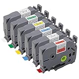 KiAKUO 6 Packungen Kompatible Etikettenbänder Ersatz für Brother P Touch Label Maker Laminiertes Band TZ2-131 TZ2-231 TZ2-431 Multicolor Tape Kassette Laminiert 12mm x 8