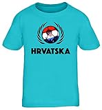Hrvatska Croatia World Cup Fussball WM Fanfest Kids Kinder T-Shirt Fußball Kroatien, Größe: 110/116,türk