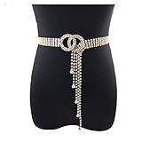 LPZW Mode Luxus Strass Gürtel für Frauen Kristall Diamant Taille Kette Weibliche Gold Silber Braut Hochzeit Bling Taille Kettengurte (Color : Gold)