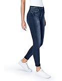 find. Damen Skinny Jeans mit mittlerem Bund, Blau (Mid Indigo), X-Small (26W / 32L)