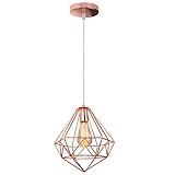 Hängeleuchte Industrial Design Diamant Pendelleuchte Prismatische Lampenschirm Vintage Lampe Deckenleuchte LED Ideal für Esszimmer Wohnzimmer Restaurant (Roségold)