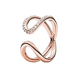 Pandora Gebogener Offener Unendlichkeitsring in Roségold mit 14 Karat rosévergoldete Metalllegierung und Cubic Zirkonia Steinen aus der Pandora Moments Collection, Größe 56