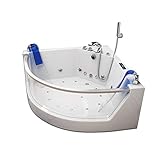 Home Deluxe - Whirlpool Badewanne - Atlantic L weiß mit Heizung und Massage - Maße: 141 x 141 x 62 cm | Wanne für 2 Personen, Indoor J