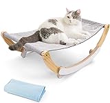 Prevessel Katzenhängematte – Katzenschaukel, 2-in-1 Haustierwiege und Hängematte, Katzenbett zum Aufhängen, mit robustem Holzrahmen für kleine H