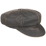 Stetson Safford Old Cotton Newsboy Cap Ballonmütze Baker Boy Baumwollcap Damen/Herren - Balloncap Sommercap mit Schirm, Schirm Frühling-Sommer - XL (60-61 cm) b