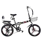 FUFU 16/20'Kinder im Freien, tragbares Fahrrad, Klapprahmen, geeignet für Jungen und Mädchen im Alter von 4-14 Jahren (Color : Black, Size : 20in)