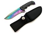 KOSxBO® schweres & massives 23cm Rainbow Fade Full-Tang Messer - Outdoor- CS GO - Survival - Jagd - Trecking - Fahrtenmesser - Mehrfarbig - buntes - CSGO M