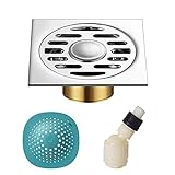 ComparFun Bodenablauf, Waagerecht Edelstahl 10X10cm Duschablauf Silikon Dusche Abfluss filter Anti-Geruch Anti-Blocking Siebkörbchen für Küche B