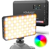 HOMEASY RGB Videoleuchte LED Kamera Licht Mini USB Wiederaufladbarem Dauerlicht mit Diffusor 2500-9000K 120 LED Fotolicht für Fotografie, Live-Übertragung, Interview