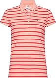 Tommy Hilfiger Damen Short Sleeve Slim Polo Stripe Poloshirt, Orange (Breton STP/Island Coral-Br. Ver 0dn), 36 (Herstellergröße: Medium)