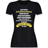 Sprüche Statement mit Spruch - Stromausfall Kein WLAN Familie - S - Schwarz - t Shirt Damen stromausfall - L191 - Tailliertes Tshirt für Damen und Frauen T-S