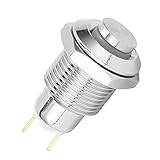 WanRomJun 1 Stück 10mm Reset Druckknopfschalter ohne Licht, 3V 2 Pin Edelstahl Hoher Rundkopf Momentaner wasserdichter Schalter Startknopf, für G