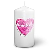 printplanet® Kerze mit Namen Heidschnucke - Fotokerze mit Design Painted Heart - Wachskerze, Taufkerze, Hochzeitsk