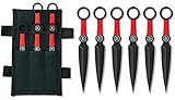 6er Expendables Wurfmesser Profi Kunai ca. 15,7cm - Throwing Knife - schnelles Werfen Messer Edelstahl - Trainingsmesser - Gürtelmesser - Messer Set inklusive Holster aus Nylon schwarz,