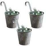 YZNlife 3er Set Metall Eisen Hängetopf Pflanztopf Übertopf mit Haken Eisenblech Blumentopf Vase Balkon Garten,Blumentopf zum Aufhänger,Übertopf mit Hak