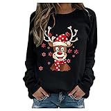 Weihnachten Damen Pullover weißes Shirt Oversize Damen Flory Day bettwäsche Damen Mode 2021 Damen Pulli Pullover v-Ausschnitt Damen t Shirt s Damen Kleidung Herbst Damen hemdbluse schw