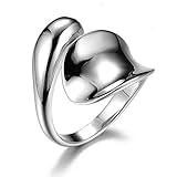 Lotus Fun S925 Sterling Silber Ring Minimalistische Glatte Wassertropfen Ringe öffnen Ringe Natürlicher Kreativ Beliebt Handgemachter Einzigartiger für Frauen und M