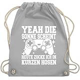 Shirtracer Nerd Geschenke - Yeah die Sonne scheint! Heute zocke ich in kurzen Hosen - weiß - Unisize - Hellgrau - Spruch - WM110 - Turnbeutel und Stoffbeutel aus Baumw