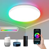 Maxsure Alexa Smart Deckenlampe, 24W 2400Lm WiFi Led Deckenleuchte Dimmbar Farbwechsel, App Steuerbar, Kompatibel mit Alexa & Google Home, IP54 Deckenlampe Wohnzimmer Schlafzimmer Badezimmer, Φ35