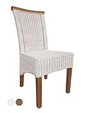 casamia Rattanstuhl Esszimmer-Stuhl weiß Perth Sitzkissen Leinen weiß Farbe ohne Sitzk