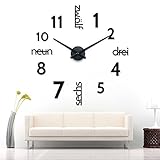 Cander Berlin MNU 0180 S XXL 3D Schwarze Riesen Designer Wanduhr Wohnzimmer Dekoration Wandtatoo mit deutschem Zifferblatt aus Acry
