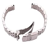 LGFCOK Edelstahl-Uhrenarmband, 18 mm, 20 mm, 22 mm, 24 mm, für Damen und Herren, massives Metall, gebürstetes Uhrenarmband für Gear S3 Uhrenzubehör (Armbandfarbe: Silber, Bandbreite: 20 mm)