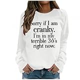 GFGHH Damen Sweatshirt Lässiger Letter Print Pulloveroberteile Langarmhemden Bluse Casual Langarm Langarmshirt Pullover Herbst Winter Tops Ohne Kapuze Pullover Locker Frauen Langarm Ob