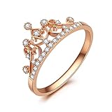 ANAZOZ 18K Rosegold Damen Ring 750, Trauringe Rosegold Krone Bandring Hochzeitsring Verlobungsring Eheringe Moissanitring Größe 50 (15.9) Echtschmuck