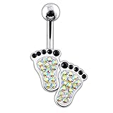 Regenbogen Kristall Stein Fancy Crystal Shape Sterling Silber Bauch Fußleisten Piercing