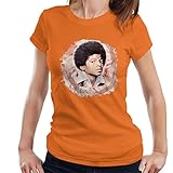 VINTRO Michael Jackson Young Damen T-Shirt Original Portrait von Sidney Maurer Professionell bedruckt Gr. Small, Orang