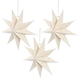 SOLUSTRE 3 Stücke Papierstern Lampe 35cm Papier Weihnachtssterne 3D Fensterdeko Stern Weihnachten Christbaumspitze für Neujahr Silvester Party Dek