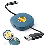USB-auf-3,5-mm-Klinkenstecker, Audio-Adapter, 99,1 cm und tragbare Datenkabel-Aufbewahrungsbox, unterstützt USB auf TRRS 4-poligen 3,5-AUX-Port, externe Stereo-Soundkarte für PC, Laptop, PS4, M