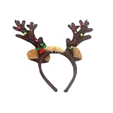 Minkissy Leuchten Sie Geweih Stirnband LED Weihnachten Haarband Elch Ohr Haarband mit Glocke für Kinder Erw