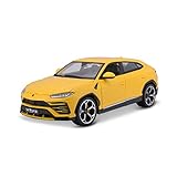 Bburago Lamborghini Urus: Modellauto im Maßstab 1:20, Türen, Kofferraum und Motorhaube zum Öffnen, lenkbar, 26 cm, gelb (18-11042Y)